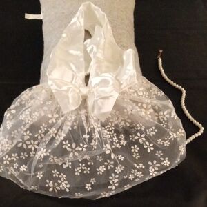 White Floral Dog Dress with Bow